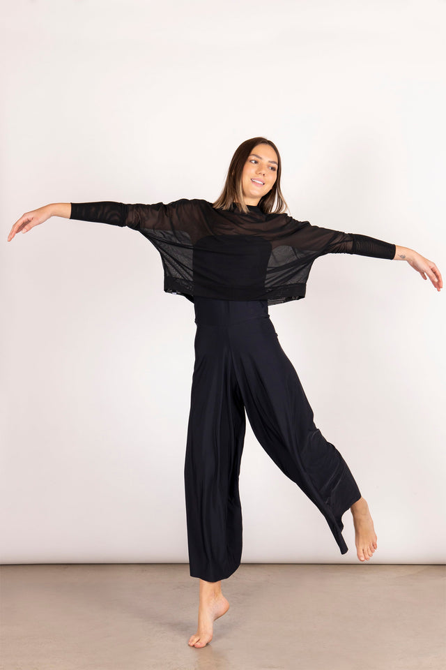 Bio Black Tina Tulle Batwing Sleeve Blouse