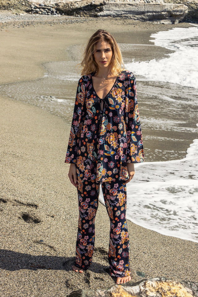 Boho Positano Paisley Pajama-Style Pants