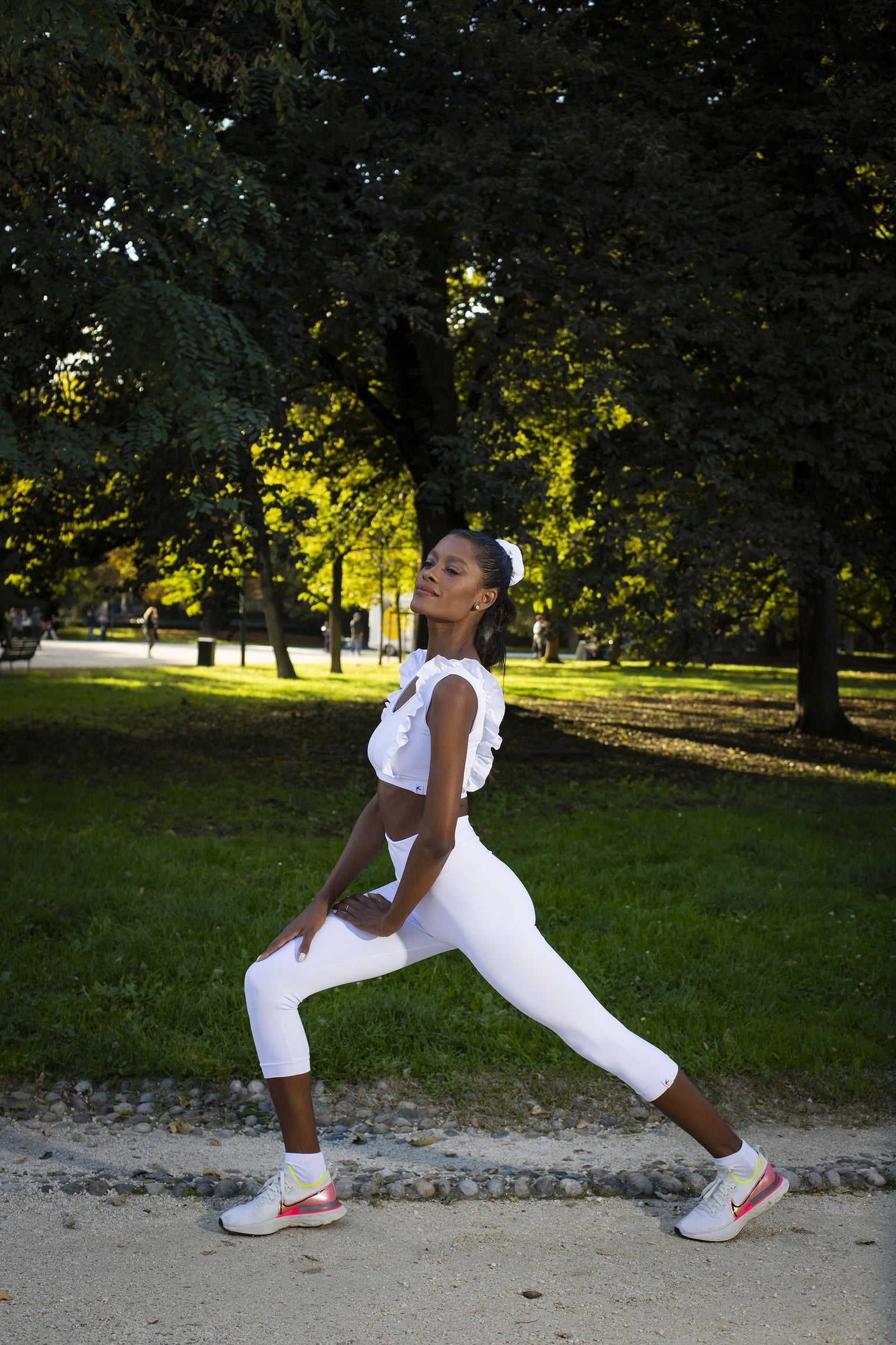Leggings biologici a vita alta a 3/4, modello Light, bianco