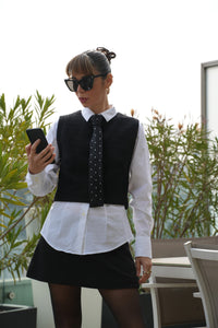 Stefany Black Tweed Mini Skirt