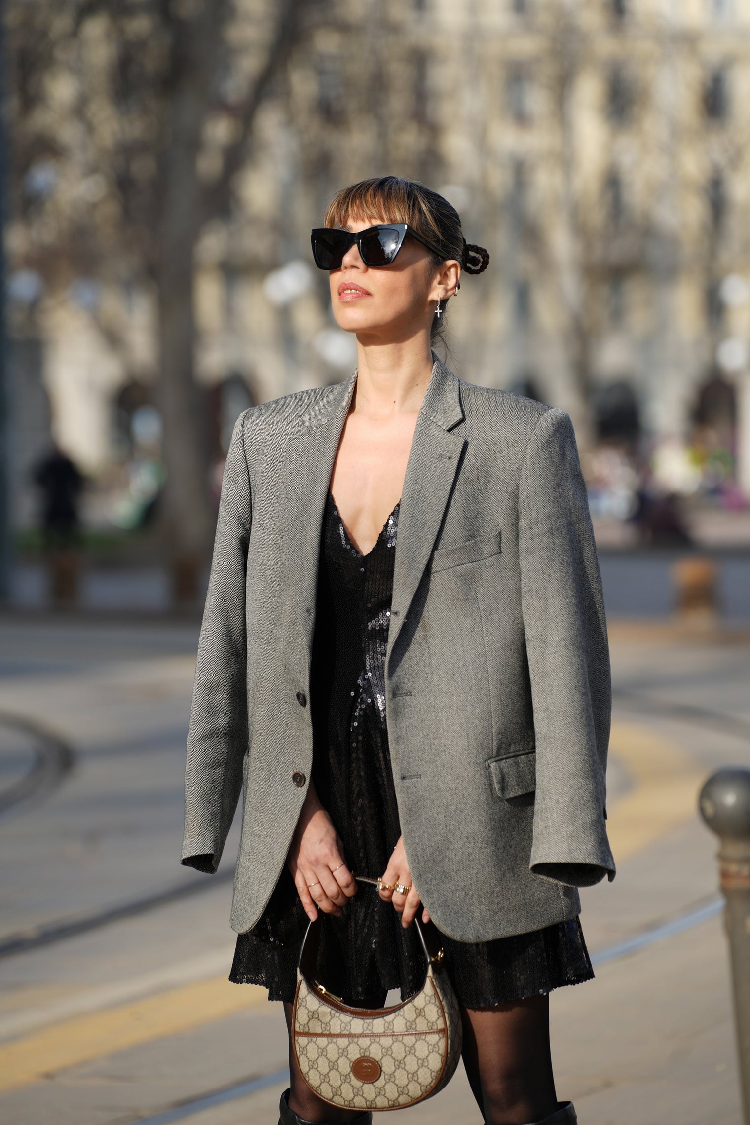 Available on Demand: Cindy Oversized Blazer, 100% Wool, Gray