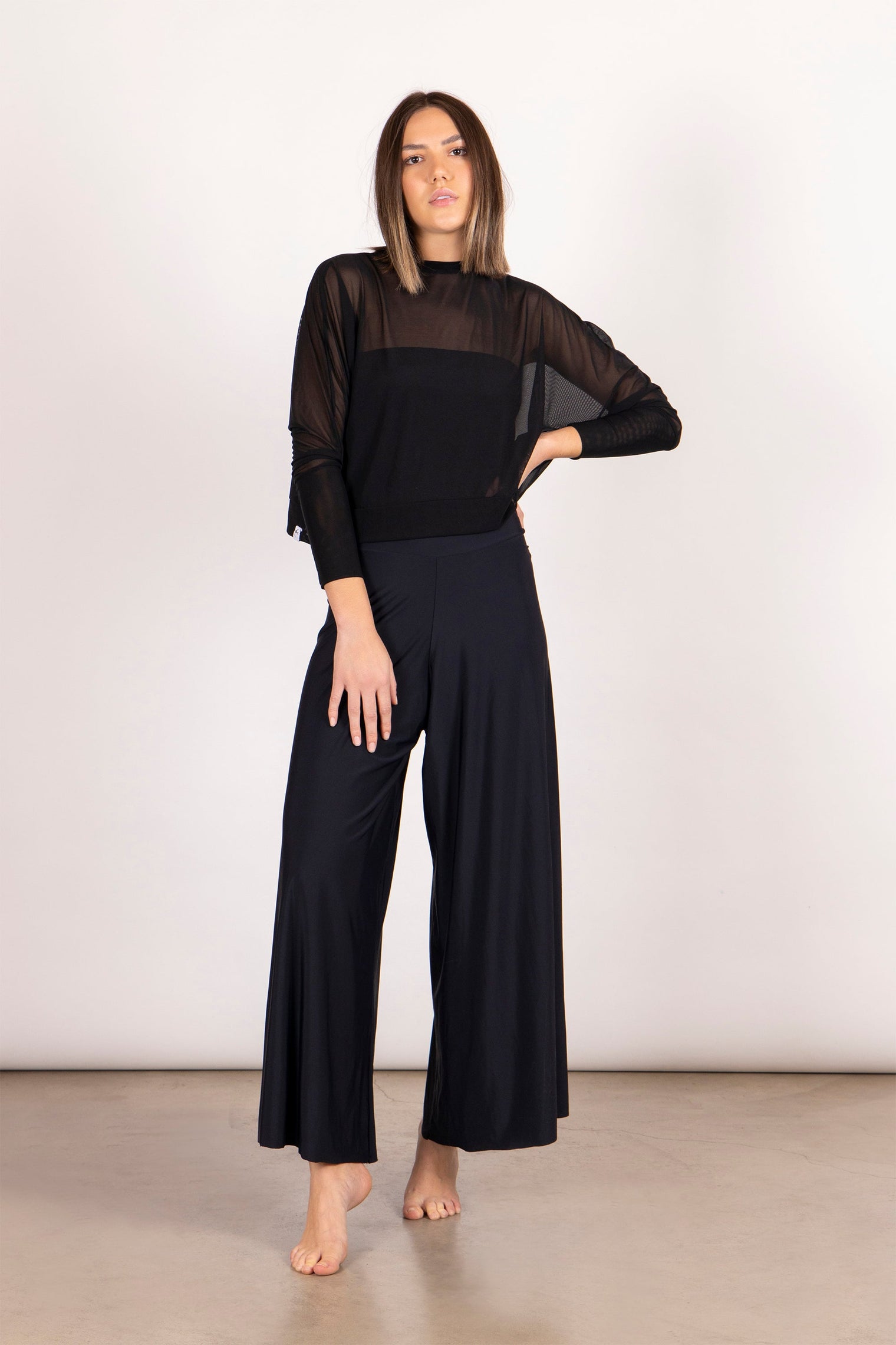 Bio Black Tina Tulle Batwing Sleeve Blouse