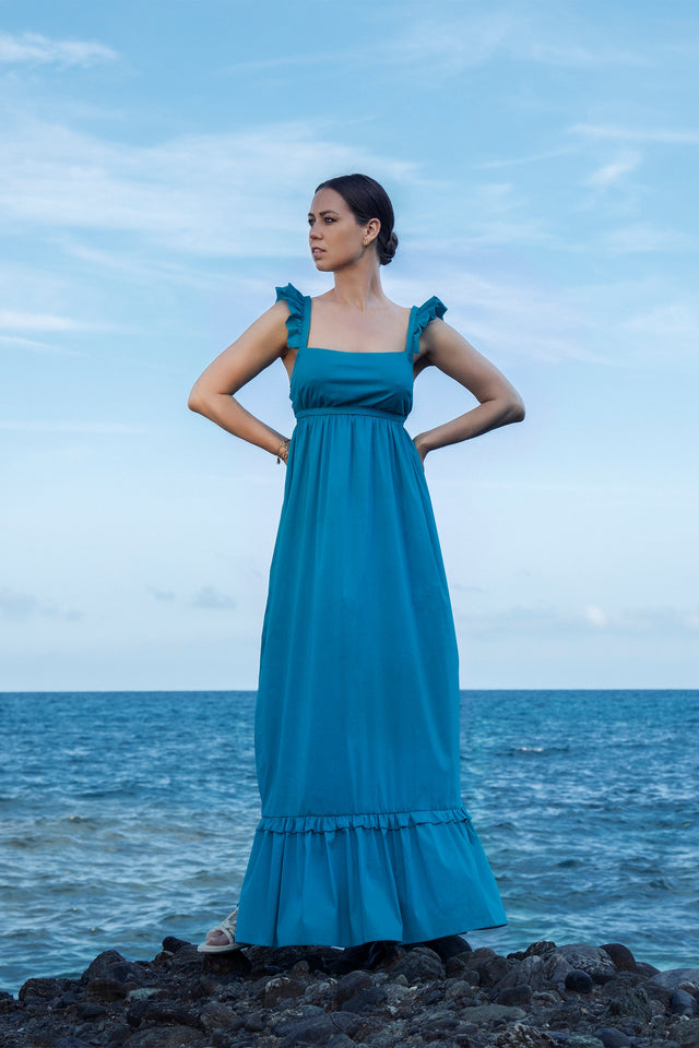 Florence Long Dress in Turquoise