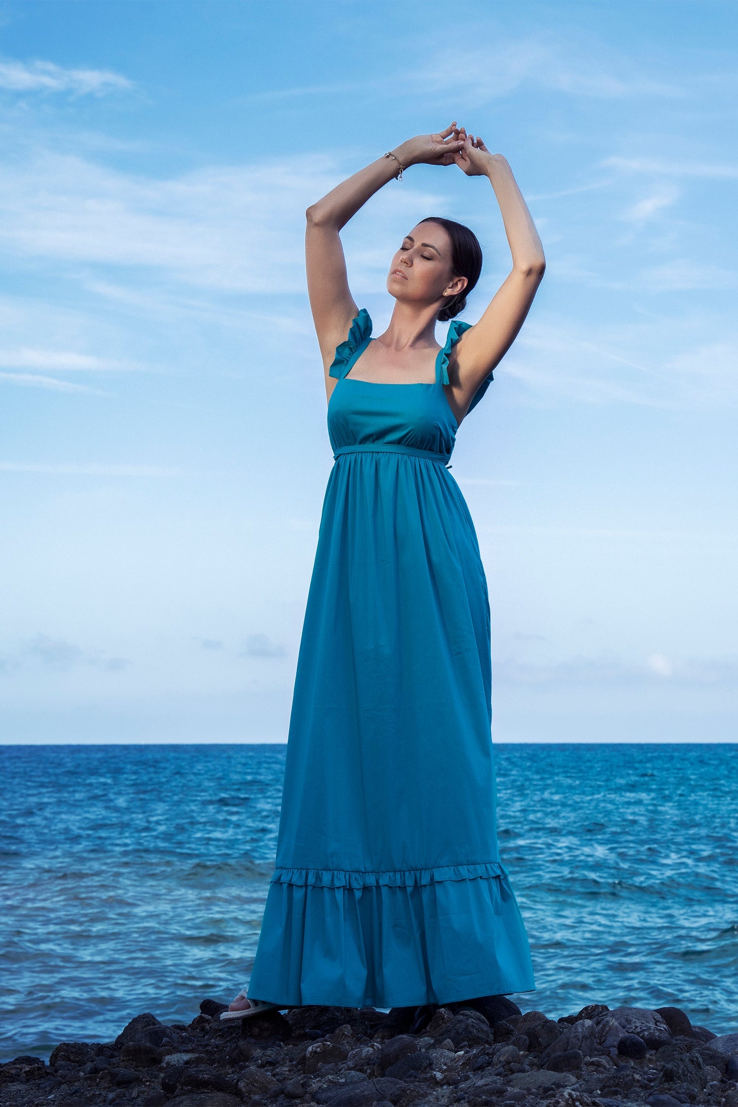 Florence Long Dress in Turquoise