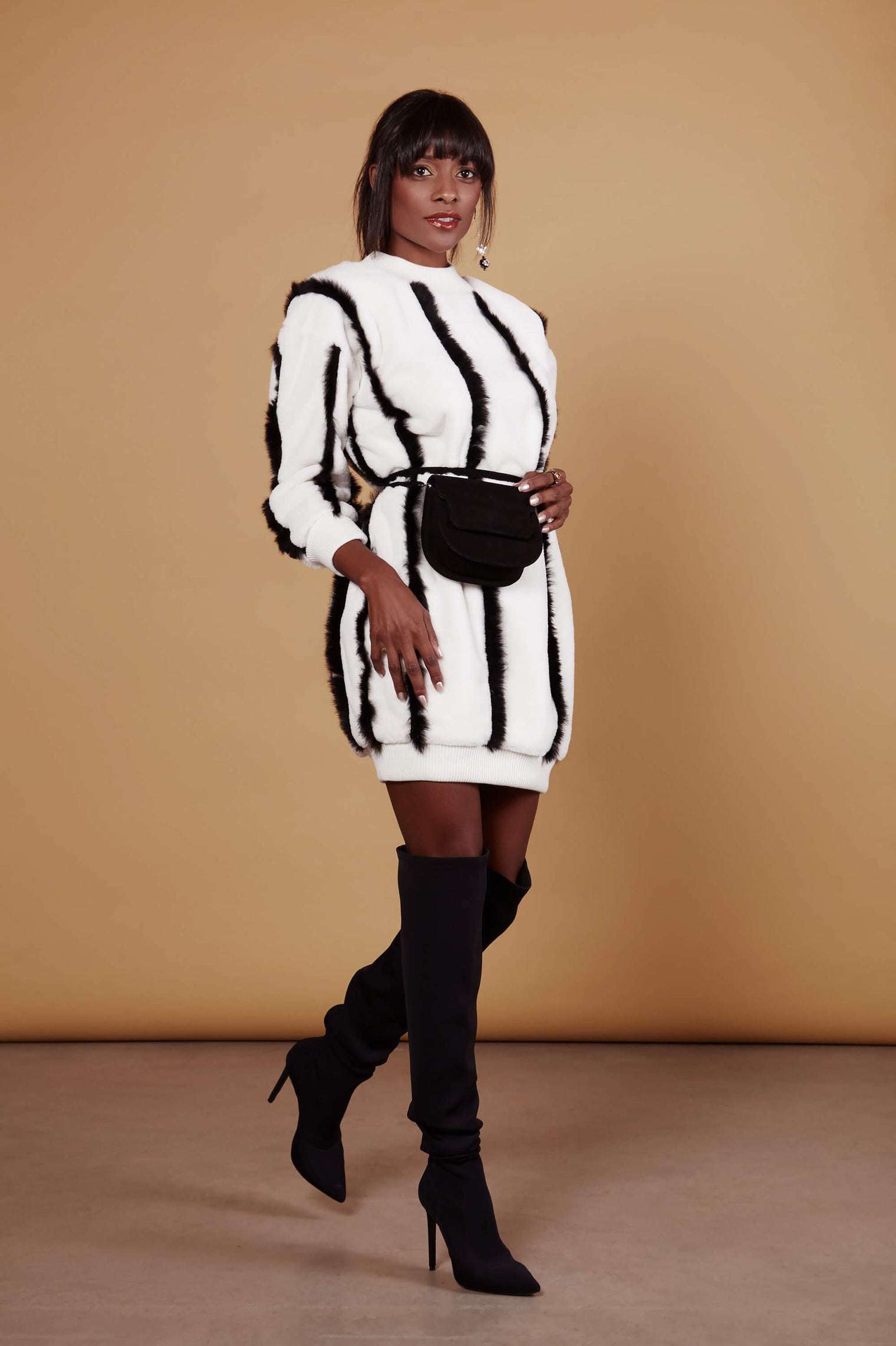 Maglione lungo in pelliccia sintetica Valeria